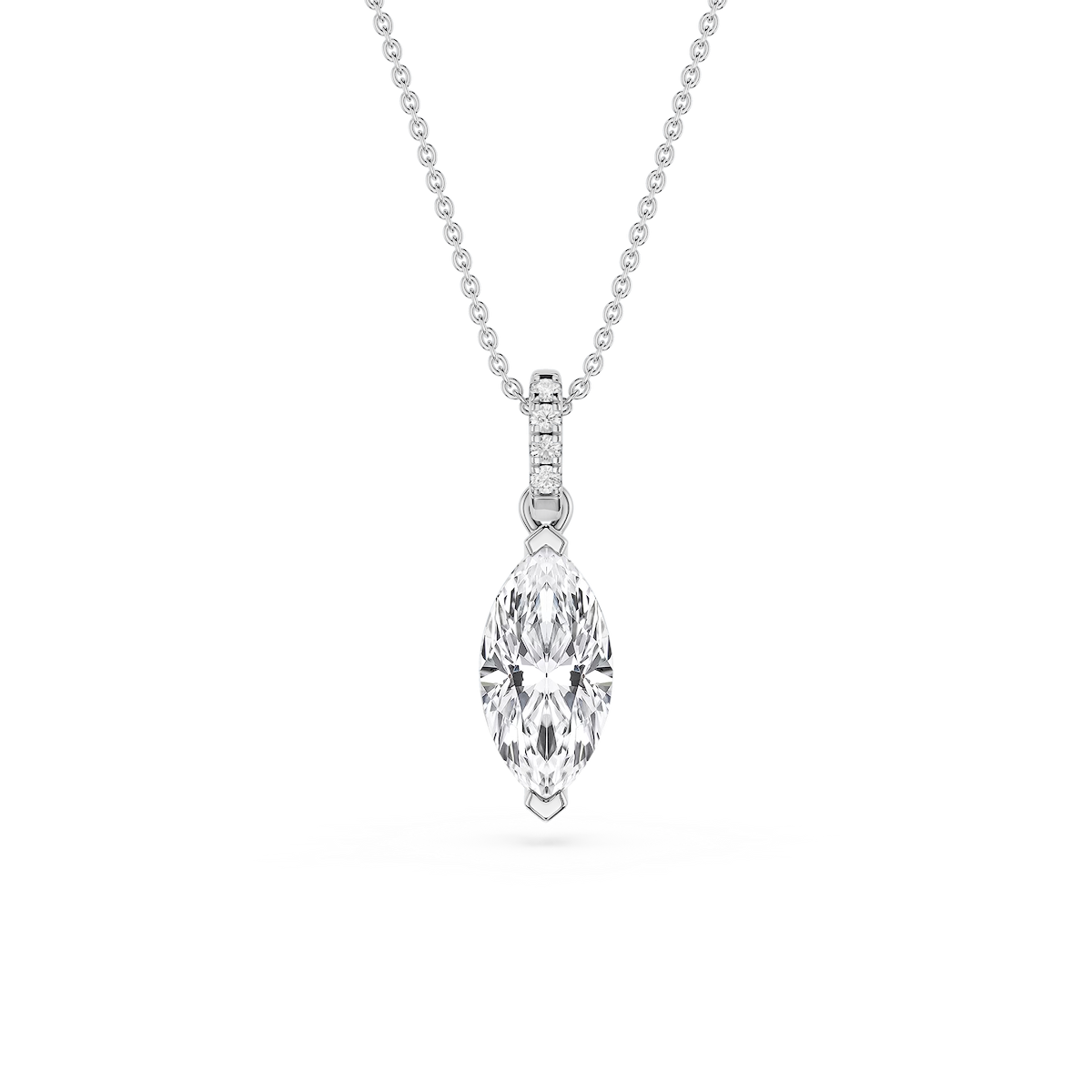 Marquise Lab Grown Diamond Hidden Halo Pendant - 16 to 18 Inches
