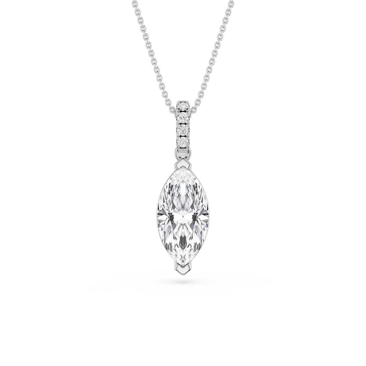 Marquise Lab Grown Diamond Hidden Halo Pendant - 16 to 18 Inches