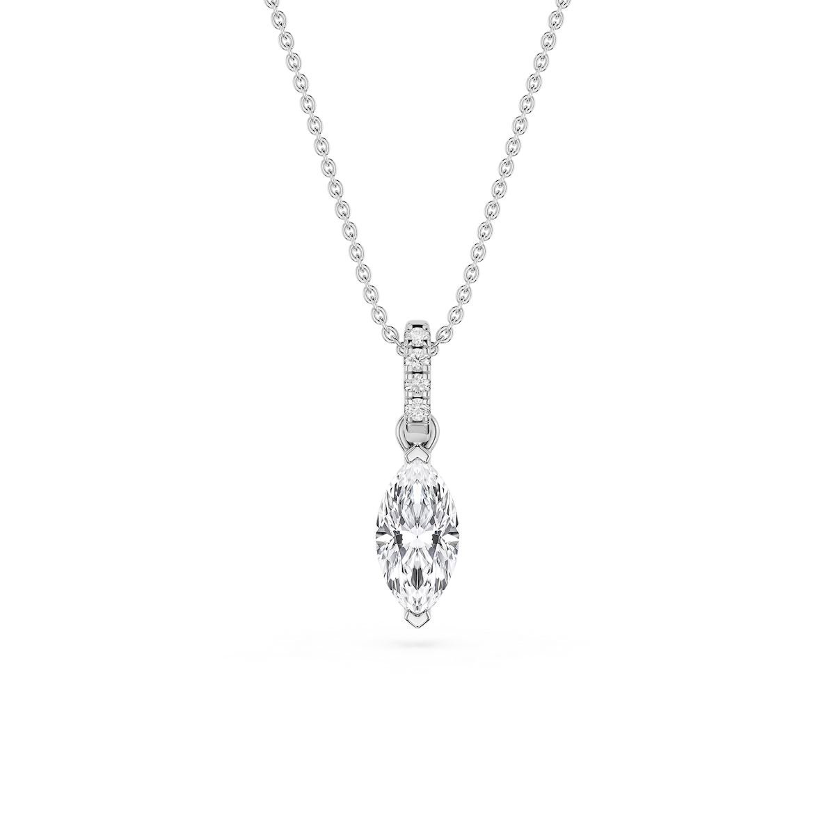 Marquise Lab Grown Diamond Hidden Halo Pendant - 16 to 18 Inches