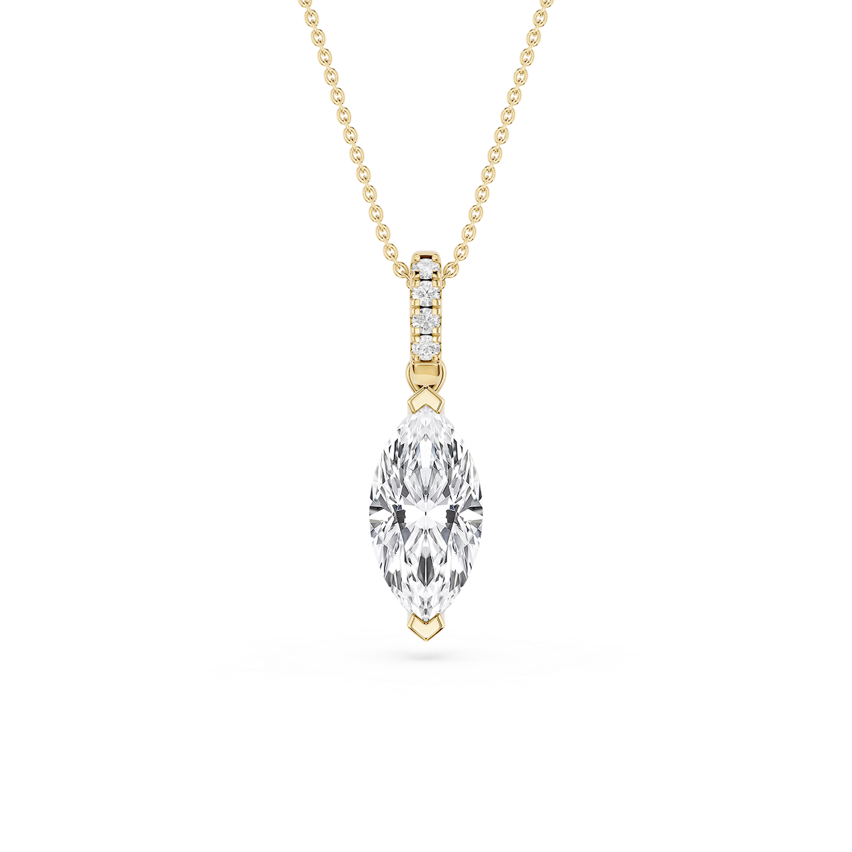 Marquise Lab Grown Diamond Hidden Halo Pendant - 16 to 18 Inches
