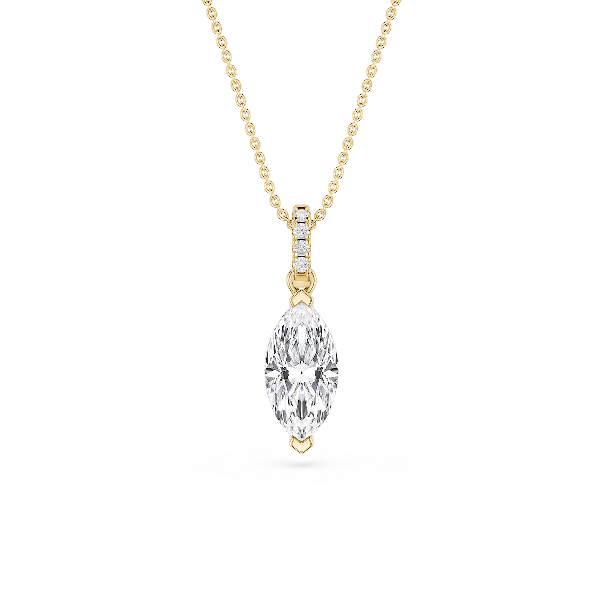 Marquise Lab Grown Diamond Hidden Halo Pendant - 16 to 18 Inches