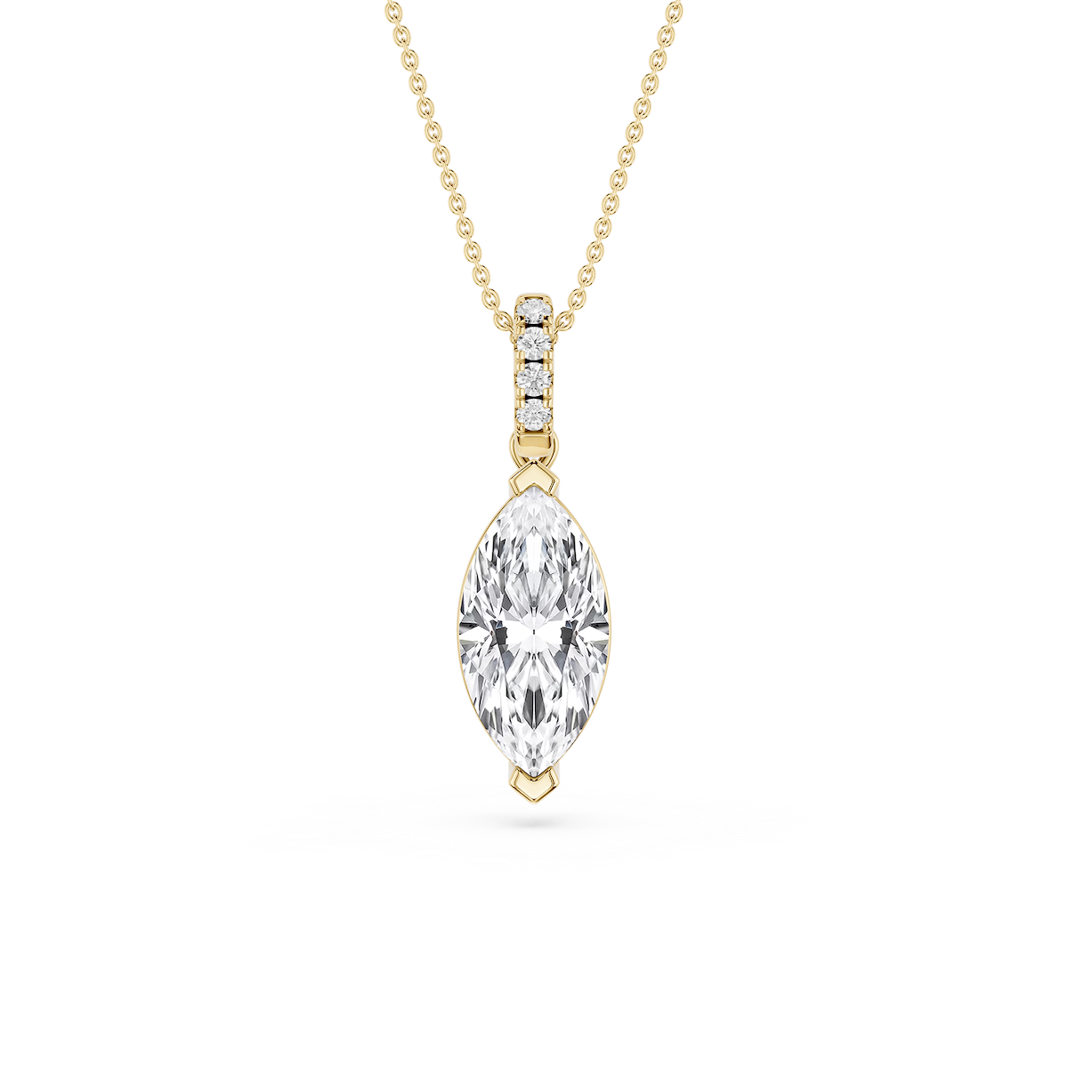 Marquise Lab Grown Diamond Hidden Halo Pendant - 16 to 18 Inches