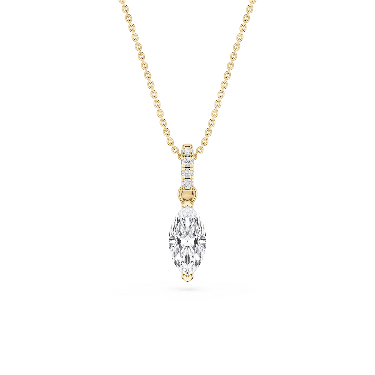 Marquise Lab Grown Diamond Hidden Halo Pendant - 16 to 18 Inches