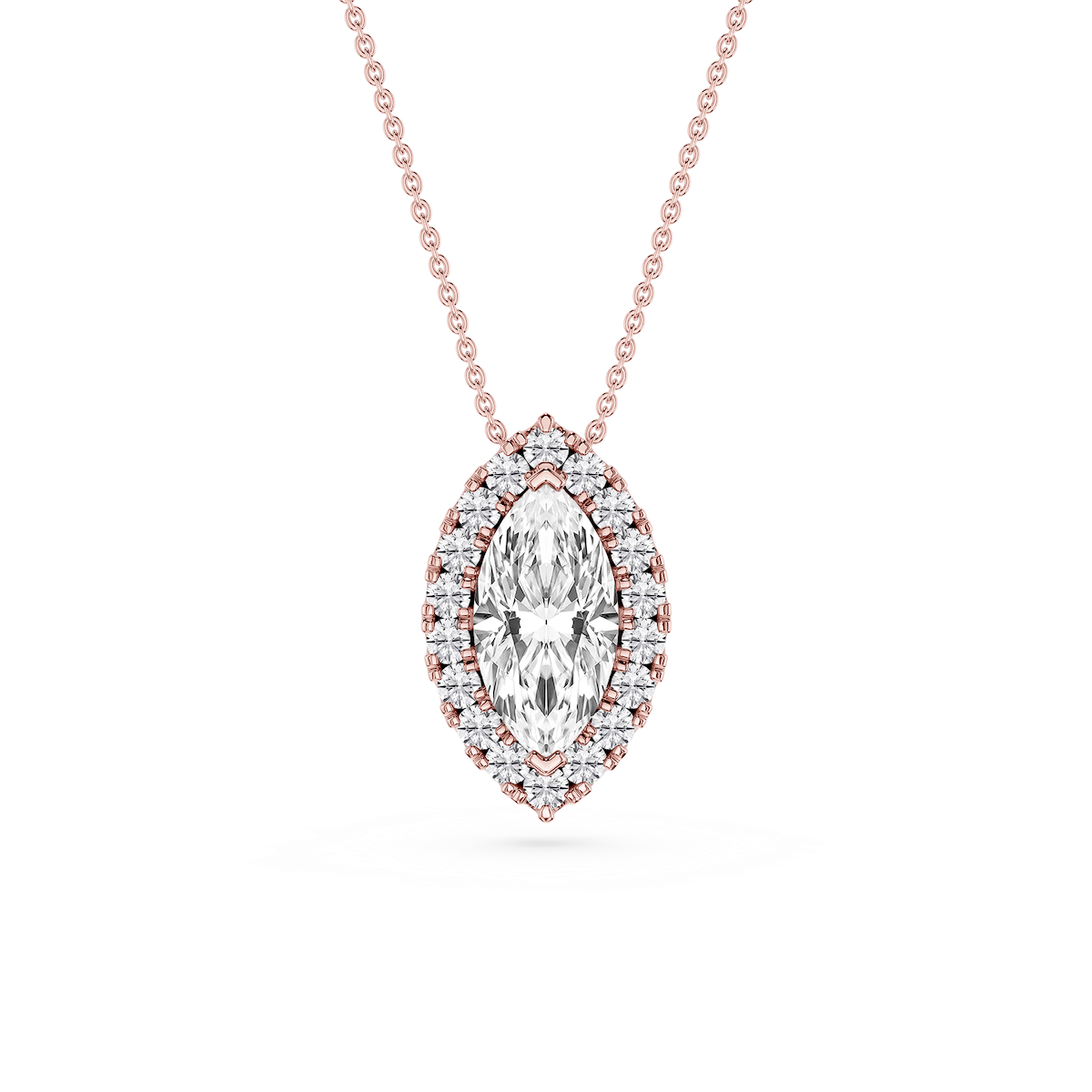 Marquise Lab Grown Diamond Halo Slide Pendant - 16 to 18 Inches