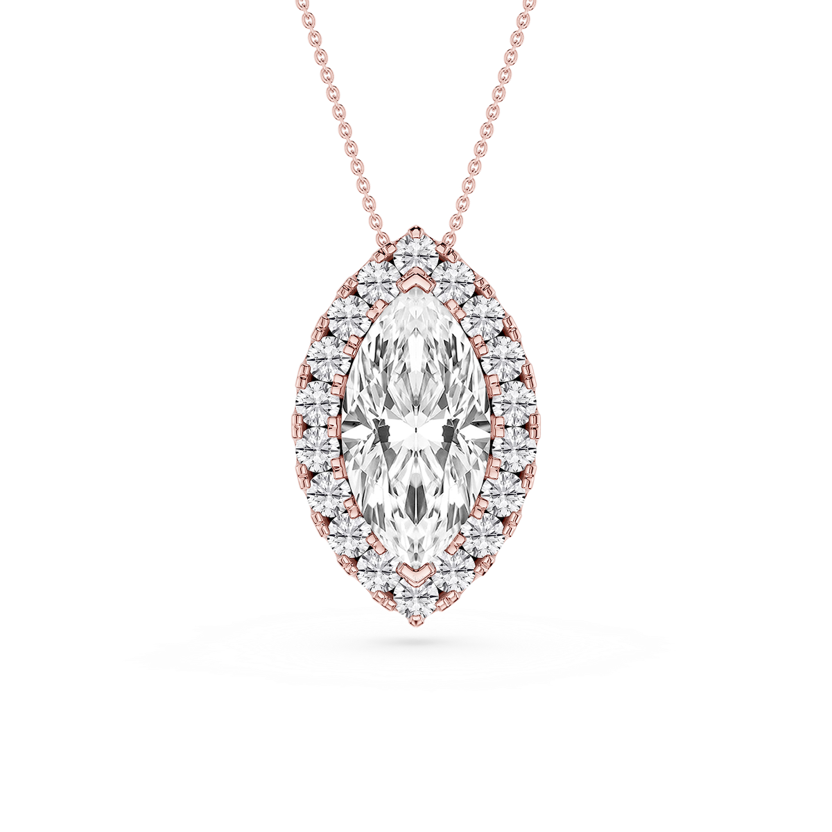 Marquise Lab Grown Diamond Halo Slide Pendant - 16 to 18 Inches
