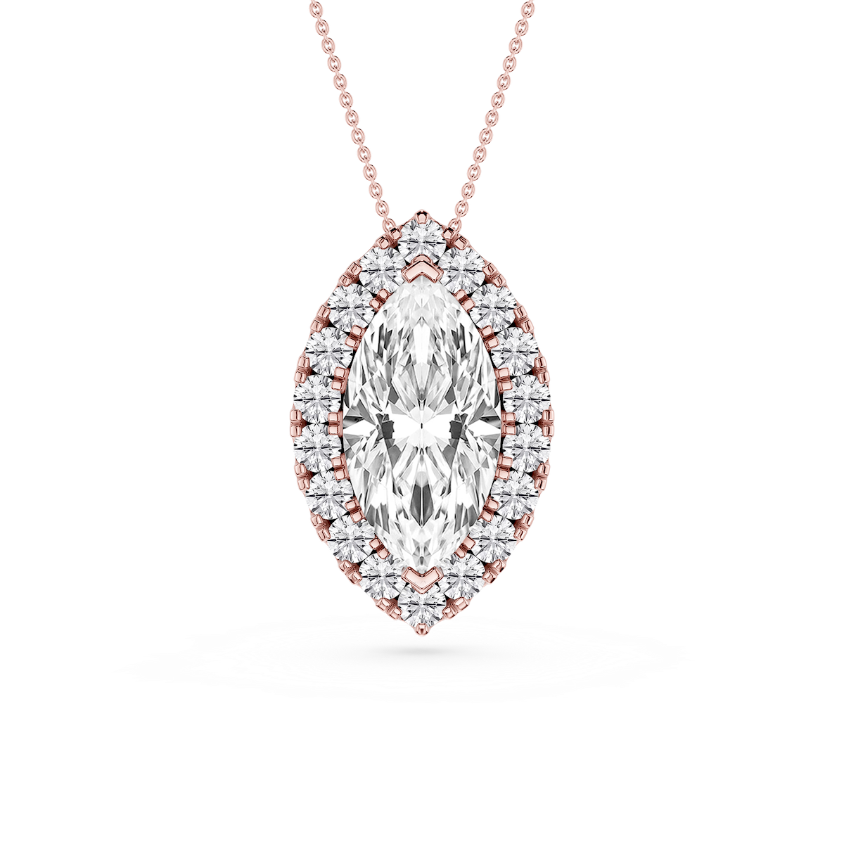 Marquise Lab Grown Diamond Halo Slide Pendant - 16 to 18 Inches
