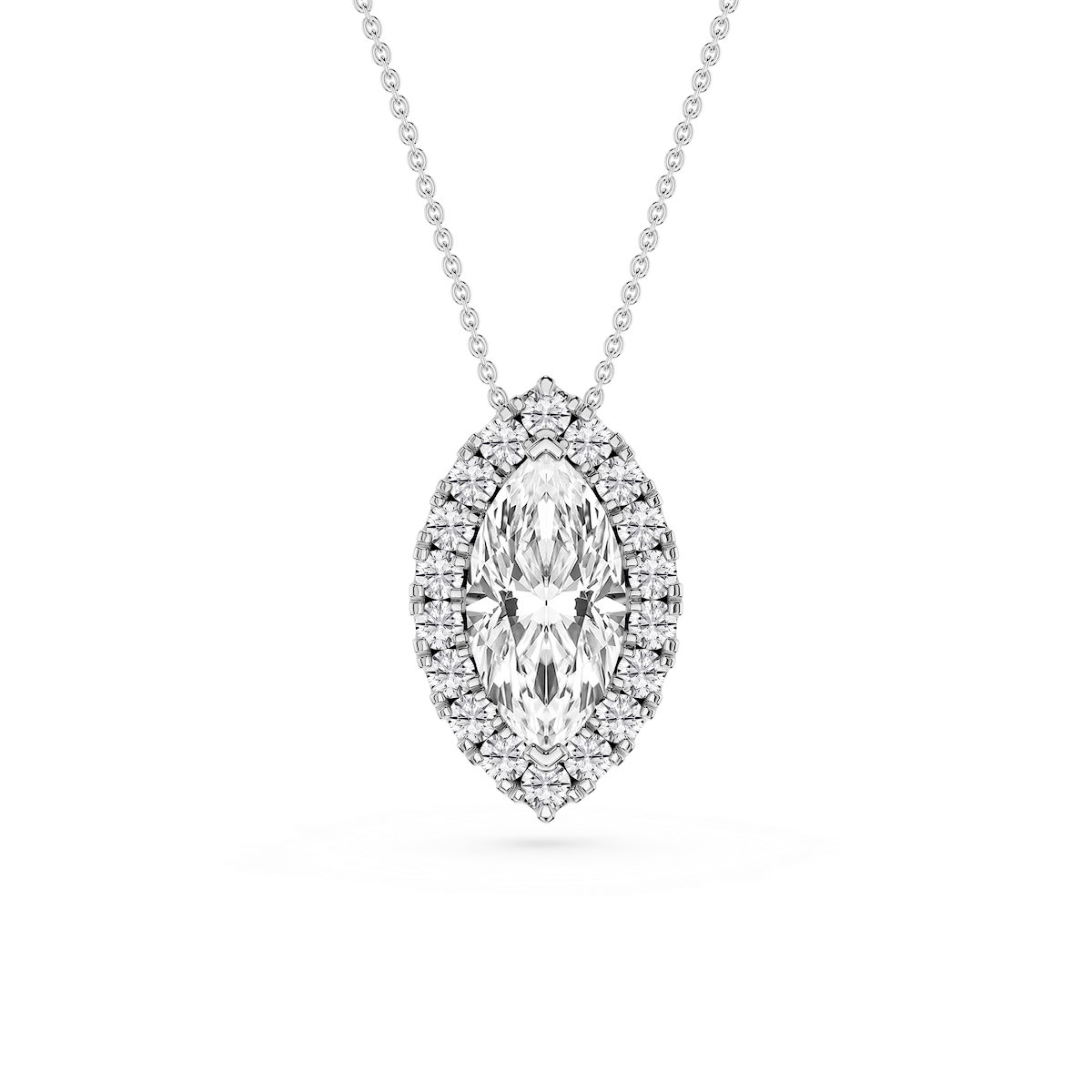 Marquise Lab Grown Diamond Halo Slide Pendant - 16 to 18 Inches