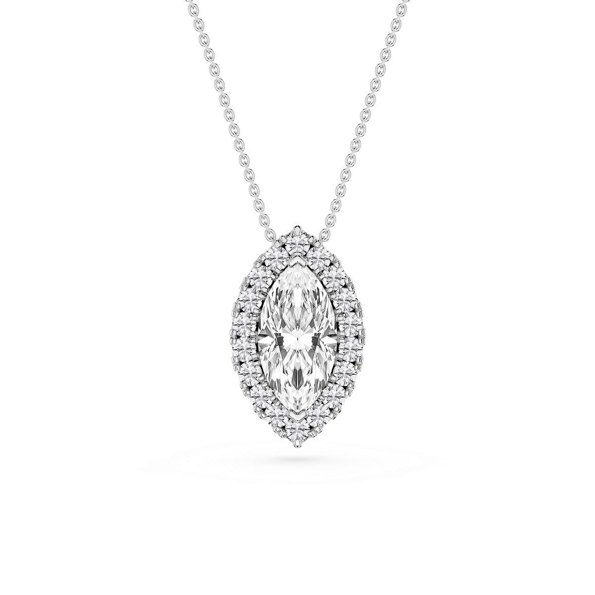 Marquise Lab Grown Diamond Halo Slide Pendant - 16 to 18 Inches