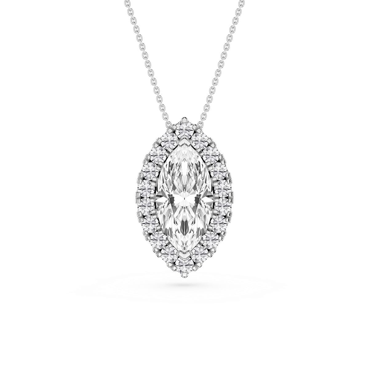 Marquise Lab Grown Diamond Halo Slide Pendant - 16 to 18 Inches