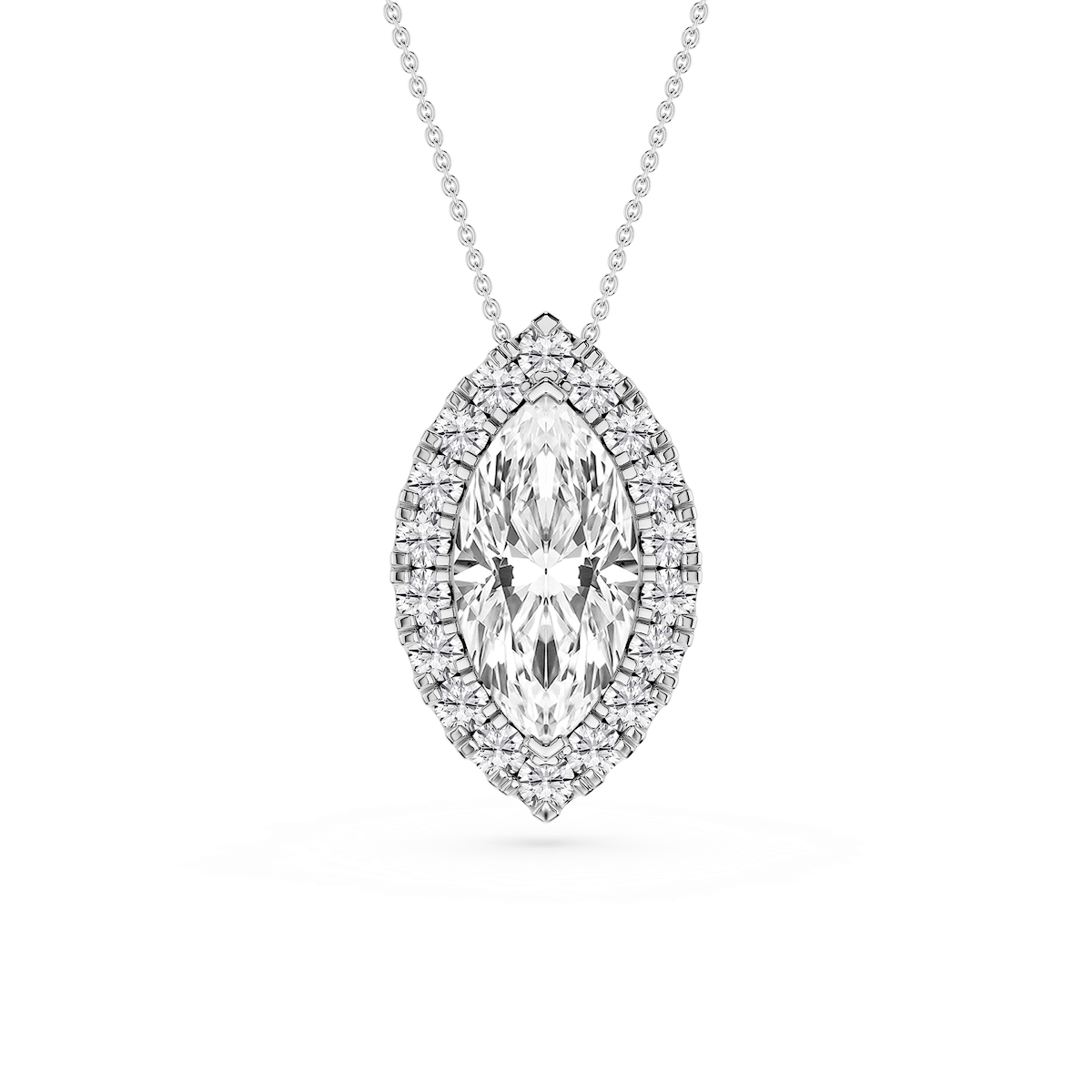 Marquise Lab Grown Diamond Halo Slide Pendant - 16 to 18 Inches