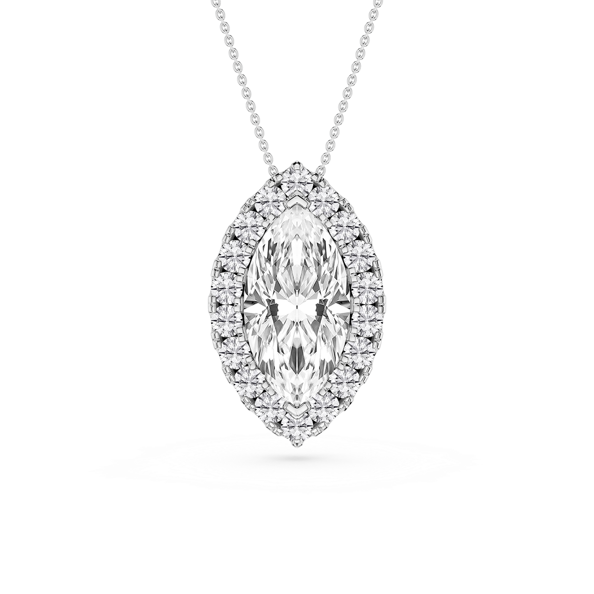 Marquise Lab Grown Diamond Halo Slide Pendant - 16 to 18 Inches