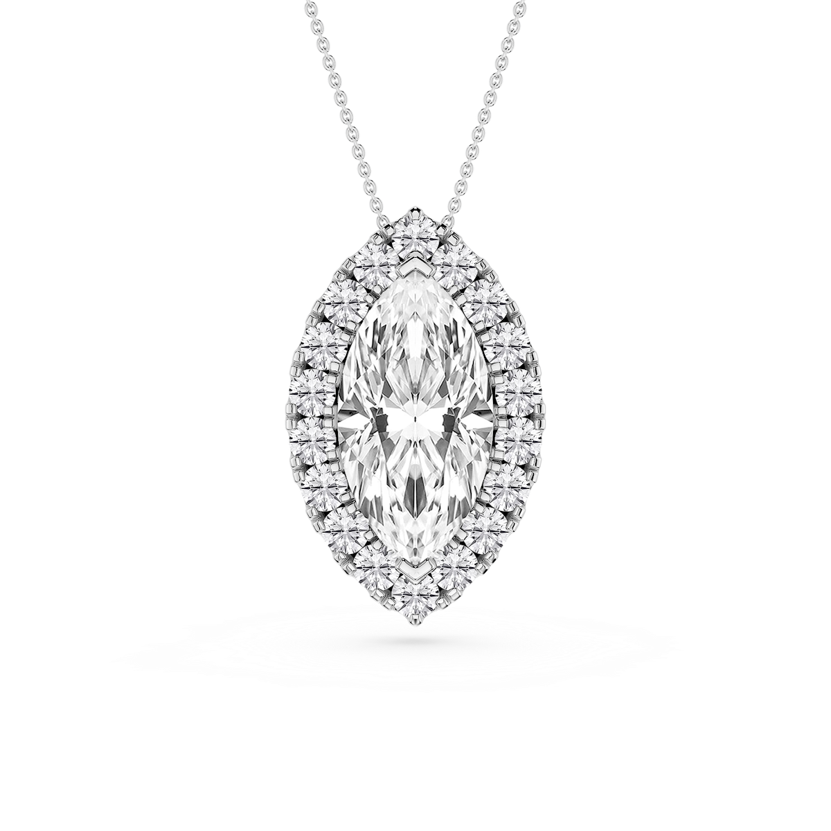 Marquise Lab Grown Diamond Halo Slide Pendant - 16 to 18 Inches