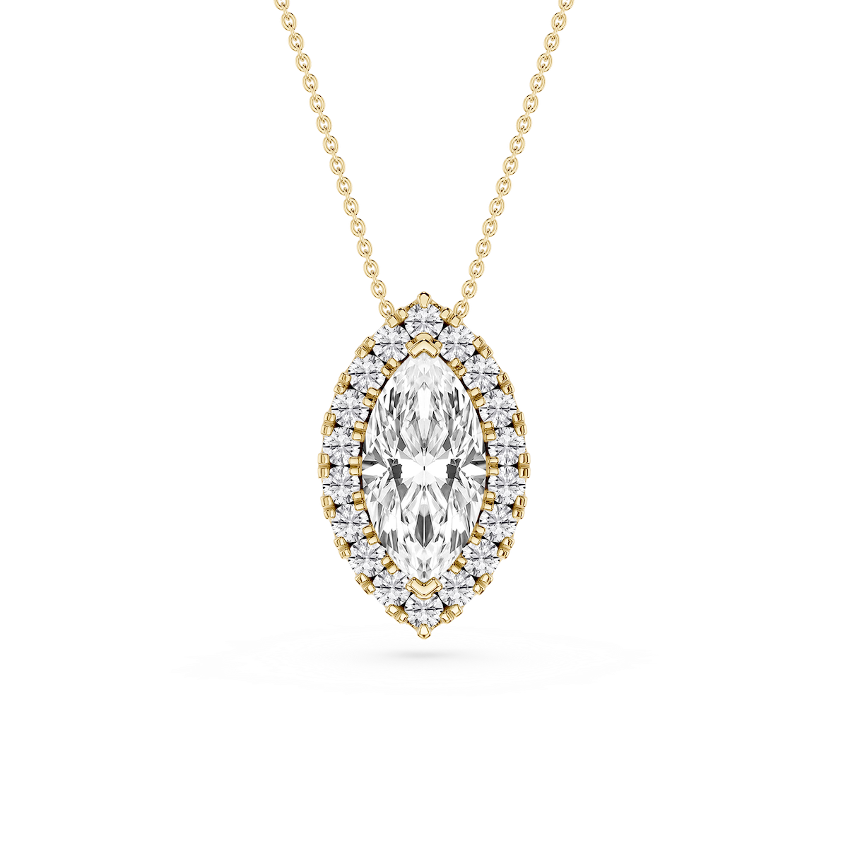 Marquise Lab Grown Diamond Halo Slide Pendant - 16 to 18 Inches