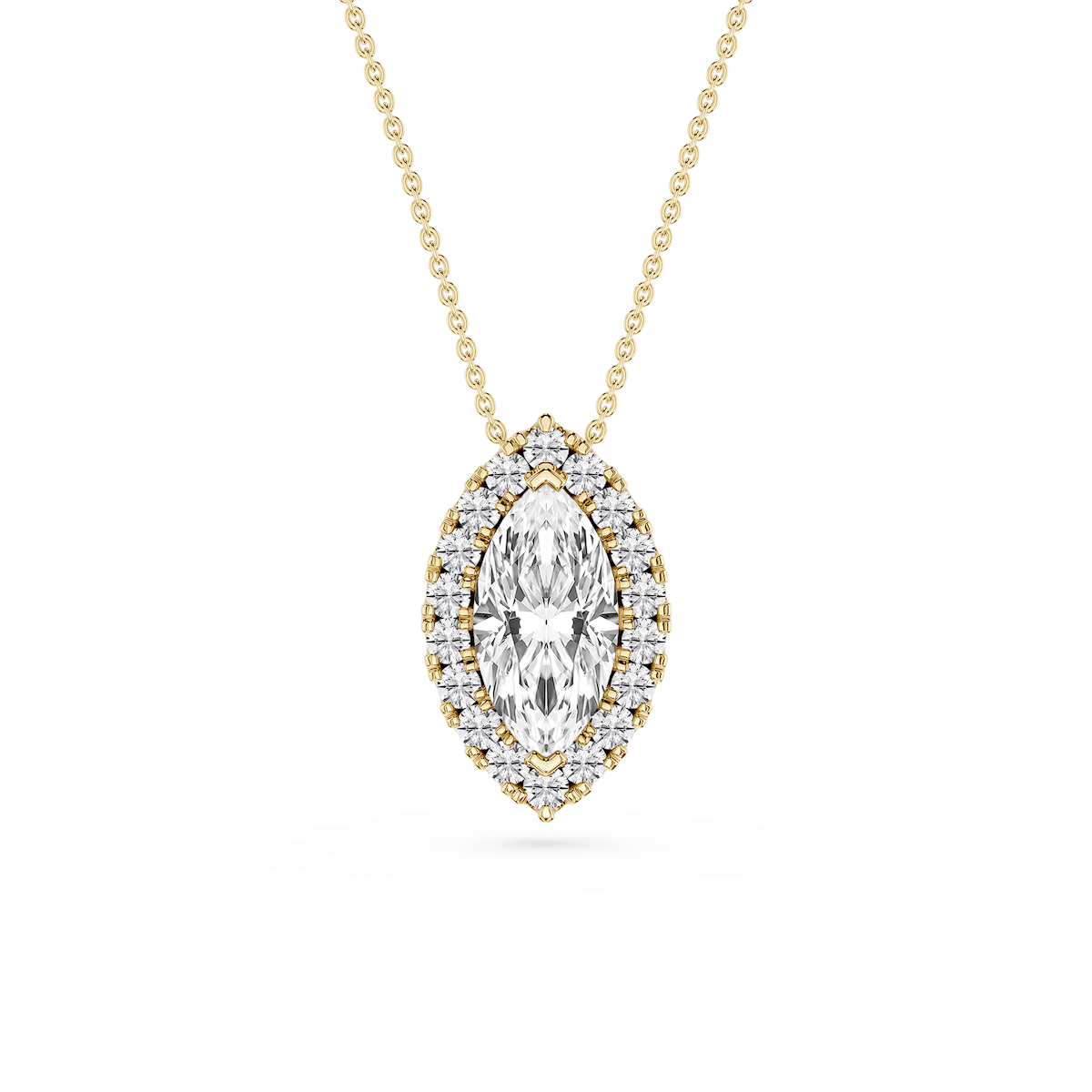 Marquise Lab Grown Diamond Halo Slide Pendant - 16 to 18 Inches