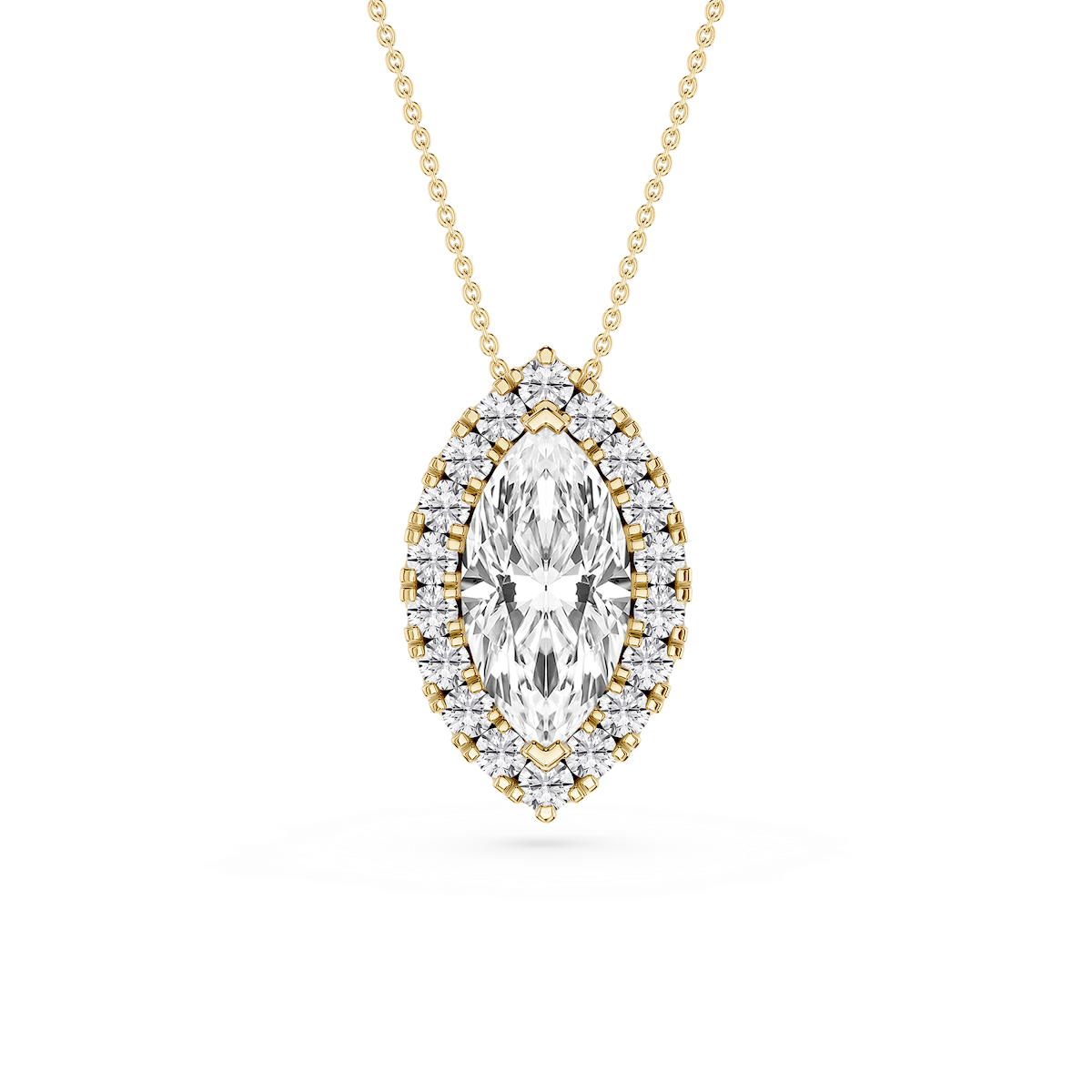 Marquise Lab Grown Diamond Halo Slide Pendant - 16 to 18 Inches