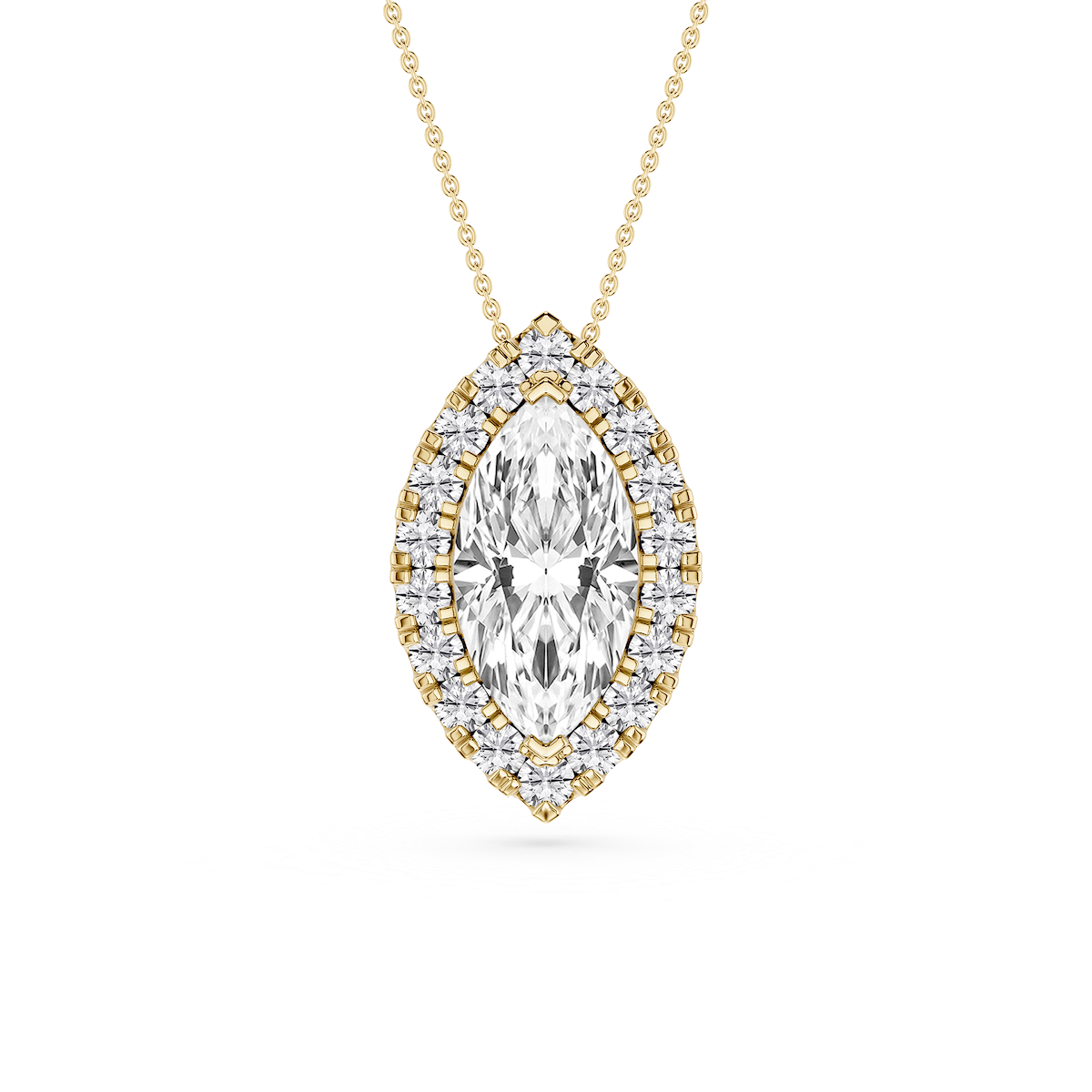 Marquise Lab Grown Diamond Halo Slide Pendant - 16 to 18 Inches