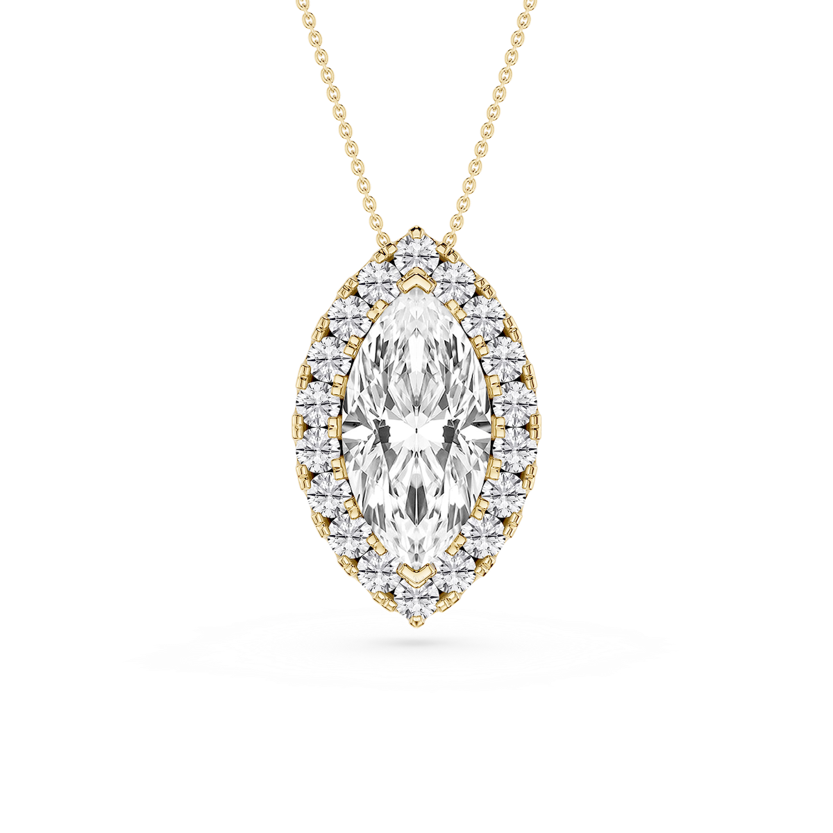 Marquise Lab Grown Diamond Halo Slide Pendant - 16 to 18 Inches