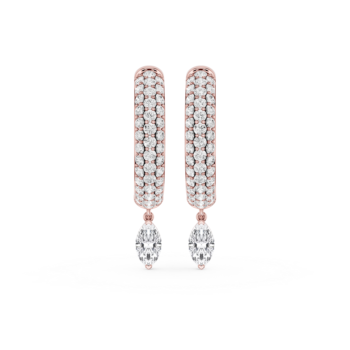 Marquise Lab Grown Diamond Pave Hoop Drop Earrings