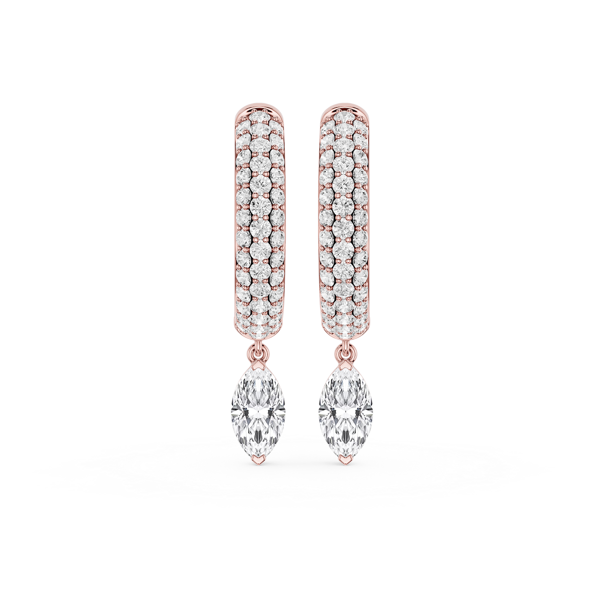 Marquise Lab Grown Diamond Pave Hoop Drop Earrings