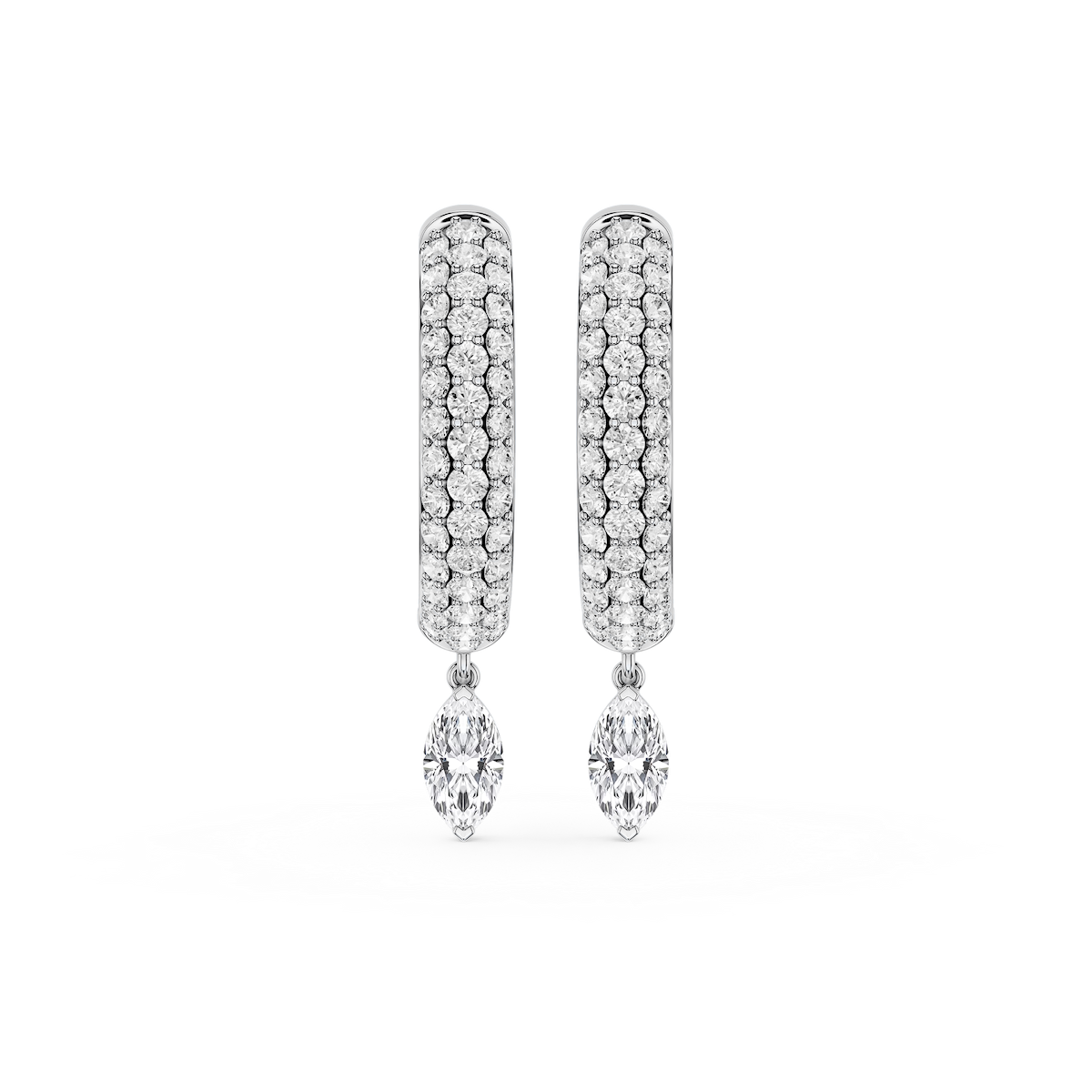 Marquise Lab Grown Diamond Pave Hoop Drop Earrings