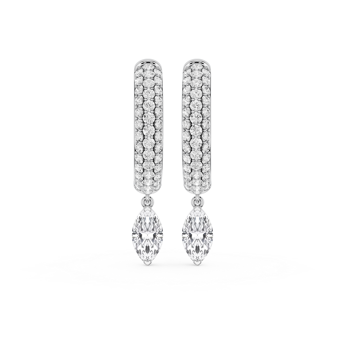 Marquise Lab Grown Diamond Pave Hoop Drop Earrings