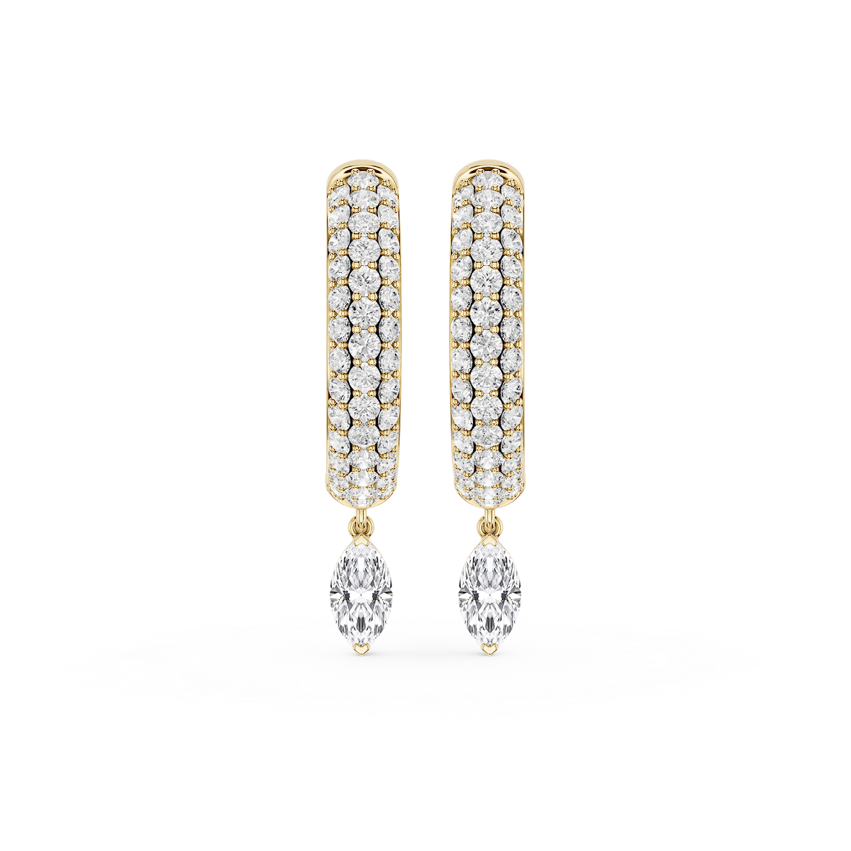 Marquise Lab Grown Diamond Pave Hoop Drop Earrings