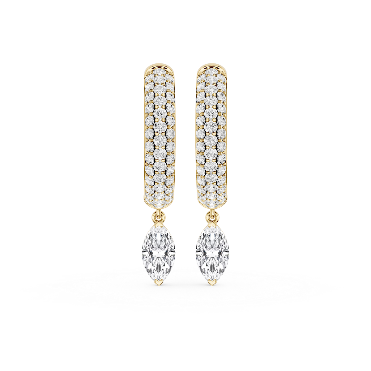 Marquise Lab Grown Diamond Pave Hoop Drop Earrings