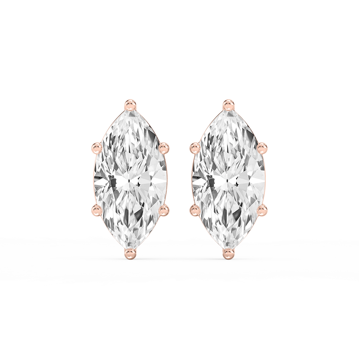 Marquise Lab Grown Diamond Six Prong Basket Stud Earrings