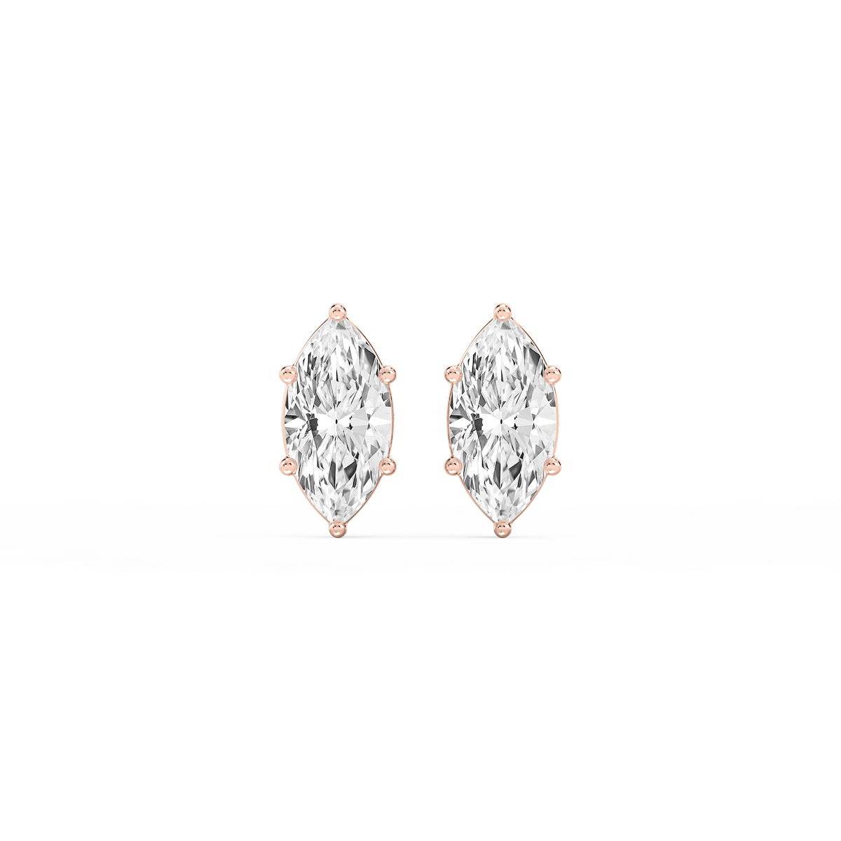 Marquise Lab Grown Diamond Six Prong Basket Stud Earrings