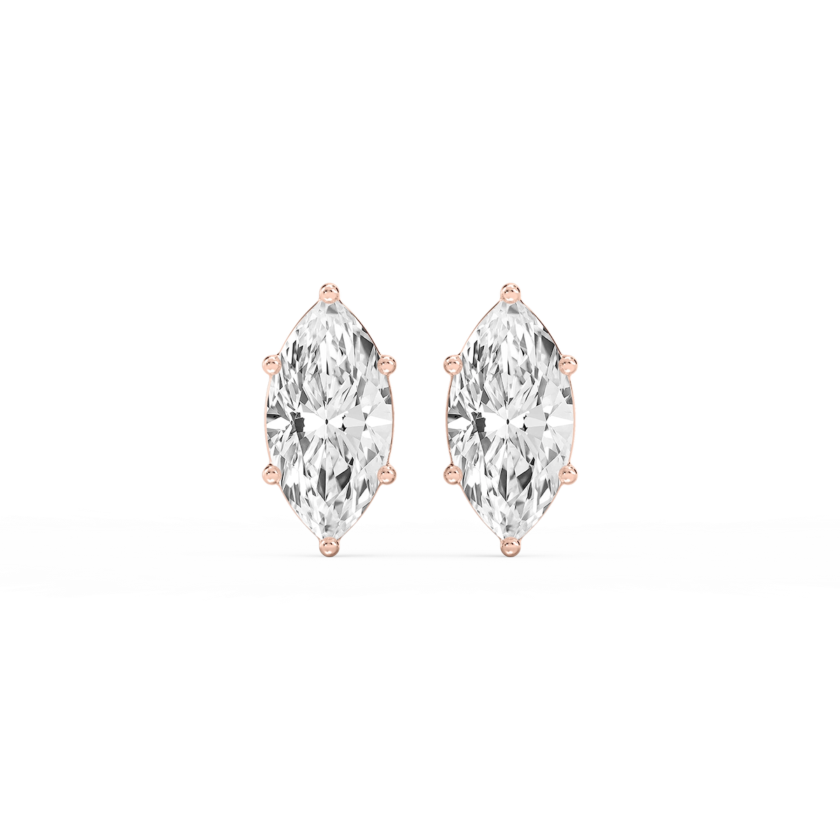 Marquise Lab Grown Diamond Six Prong Basket Stud Earrings