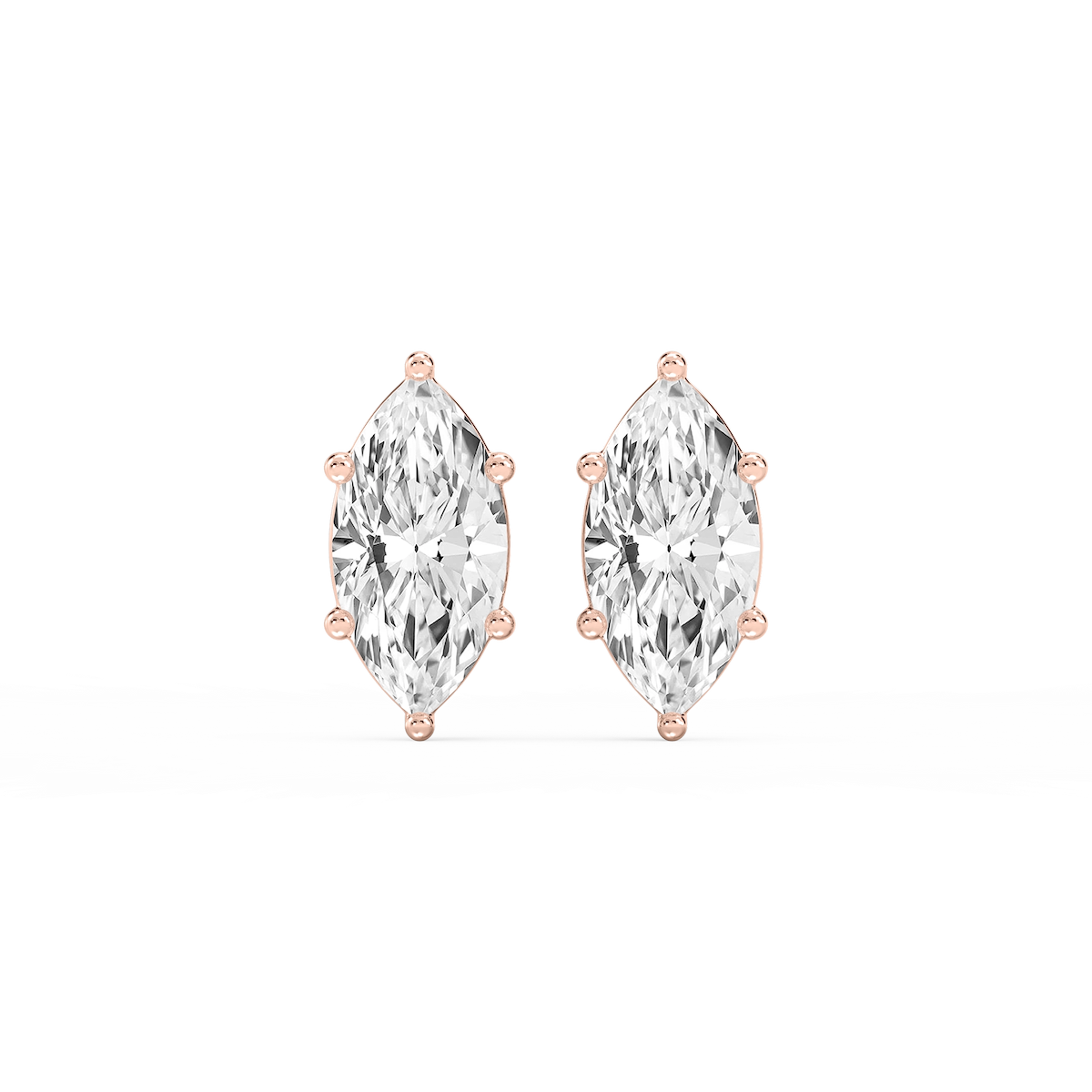 Marquise Lab Grown Diamond Six Prong Basket Stud Earrings
