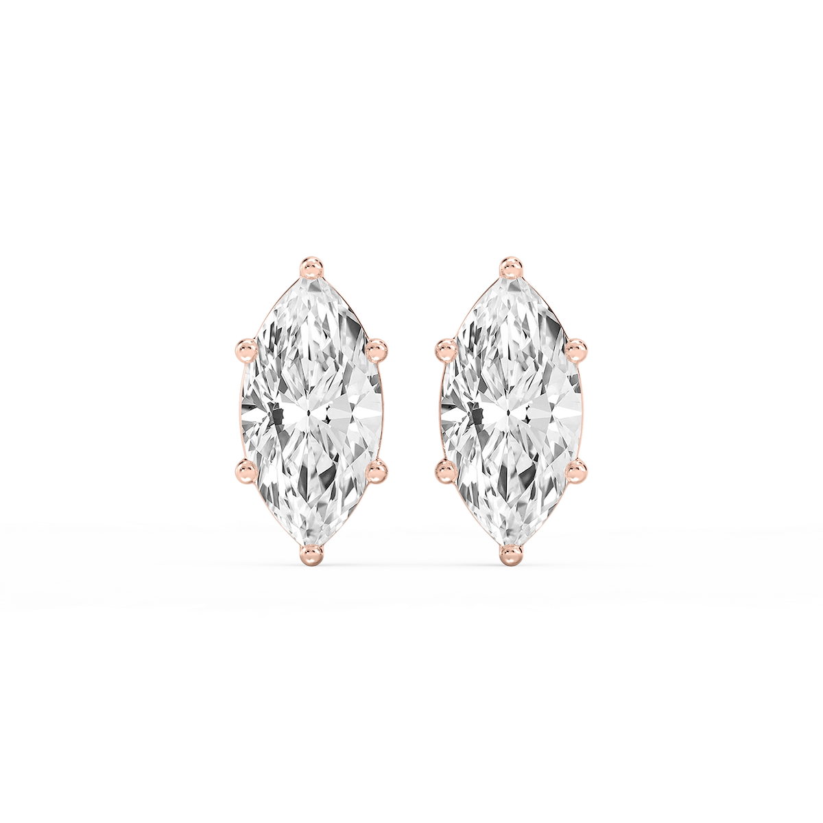 Marquise Lab Grown Diamond Six Prong Basket Stud Earrings