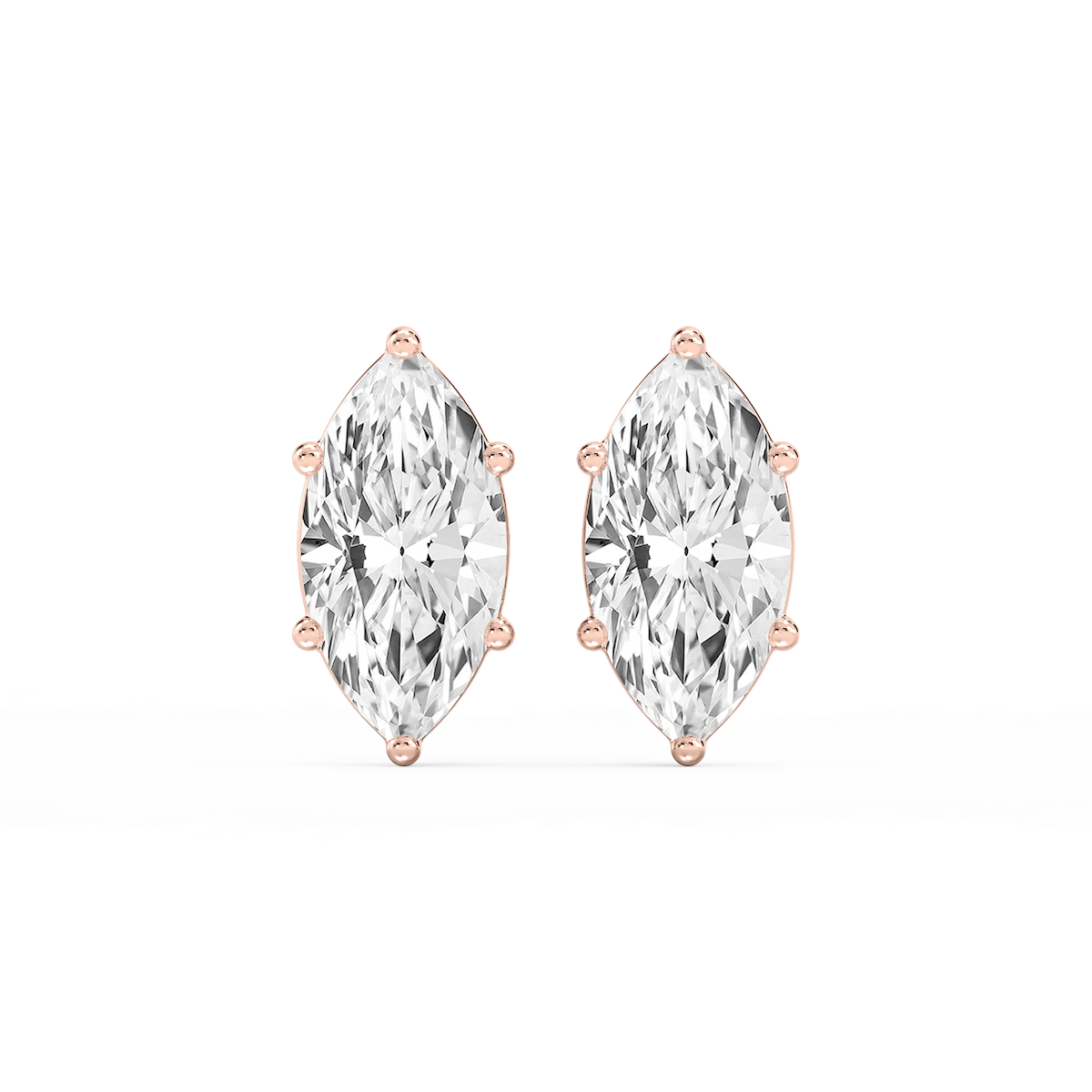 Marquise Lab Grown Diamond Six Prong Basket Stud Earrings