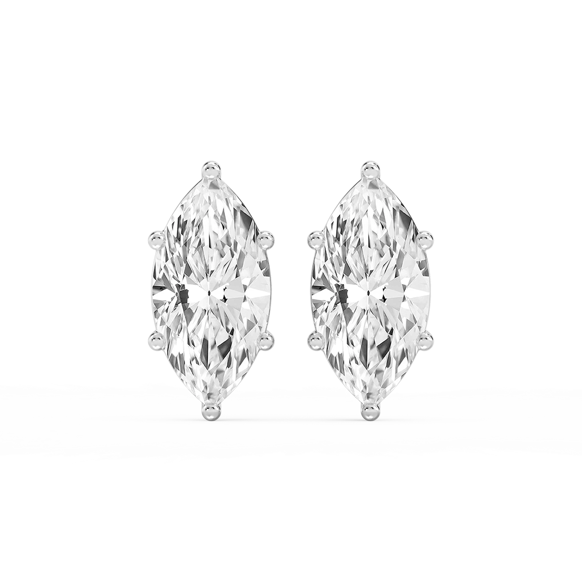 Marquise Lab Grown Diamond Six Prong Basket Stud Earrings