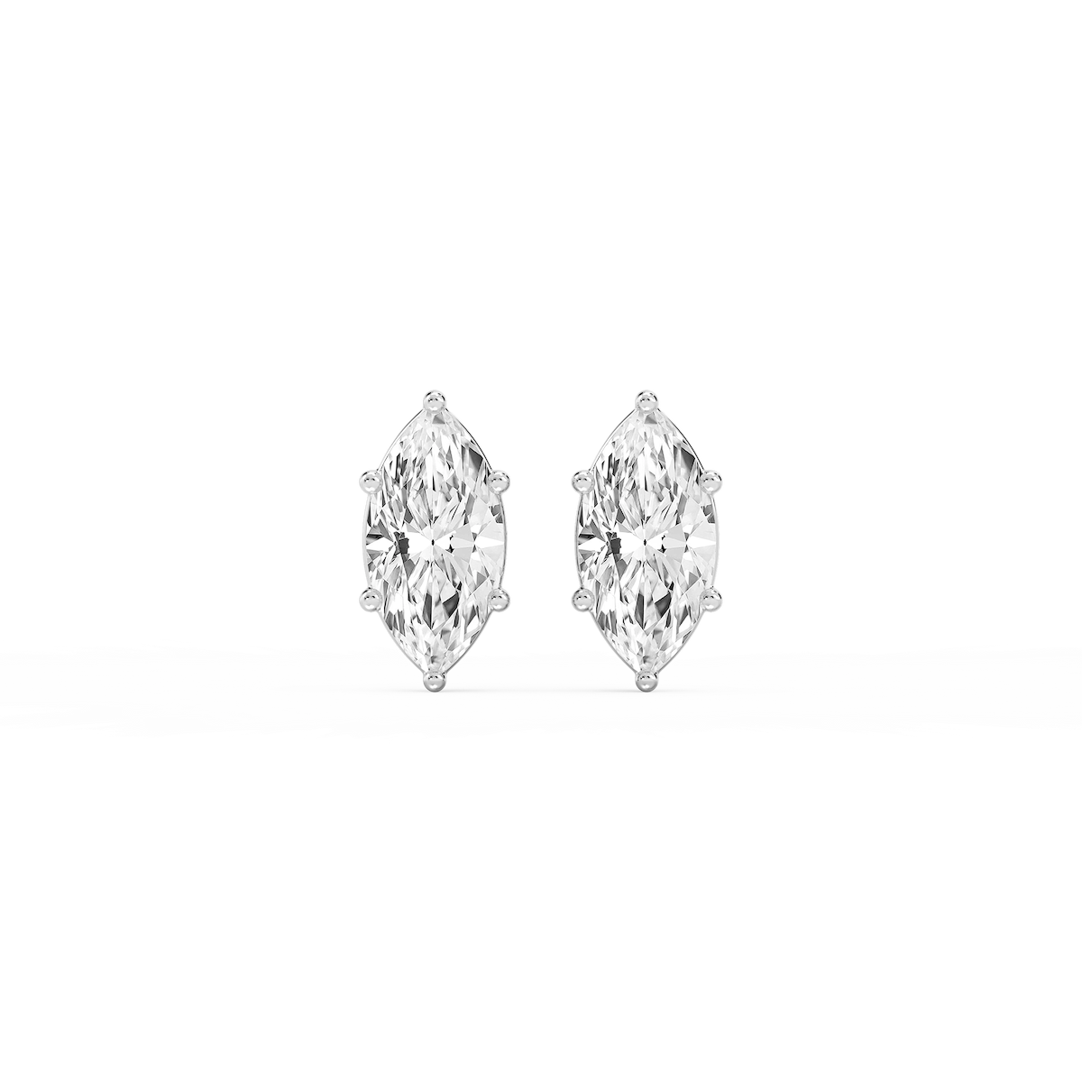 Marquise Lab Grown Diamond Six Prong Basket Stud Earrings