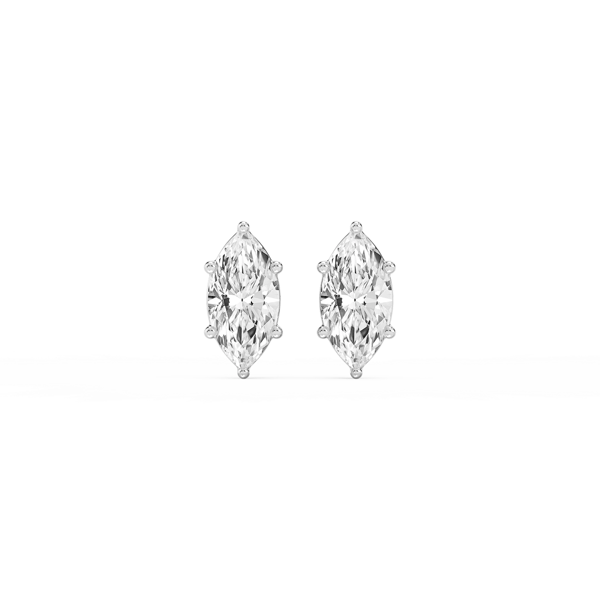 Marquise Lab Grown Diamond Six Prong Basket Stud Earrings