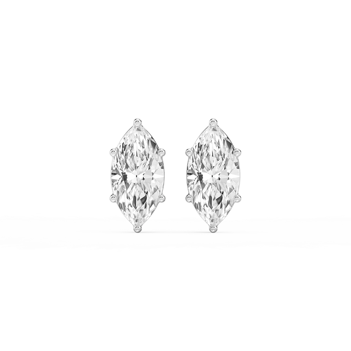 Marquise Lab Grown Diamond Six Prong Basket Stud Earrings