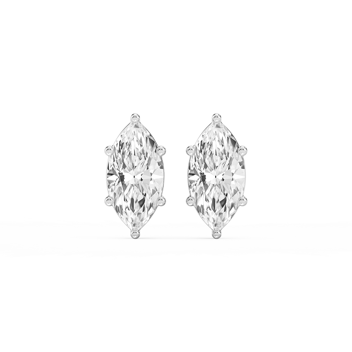 Marquise Lab Grown Diamond Six Prong Basket Stud Earrings