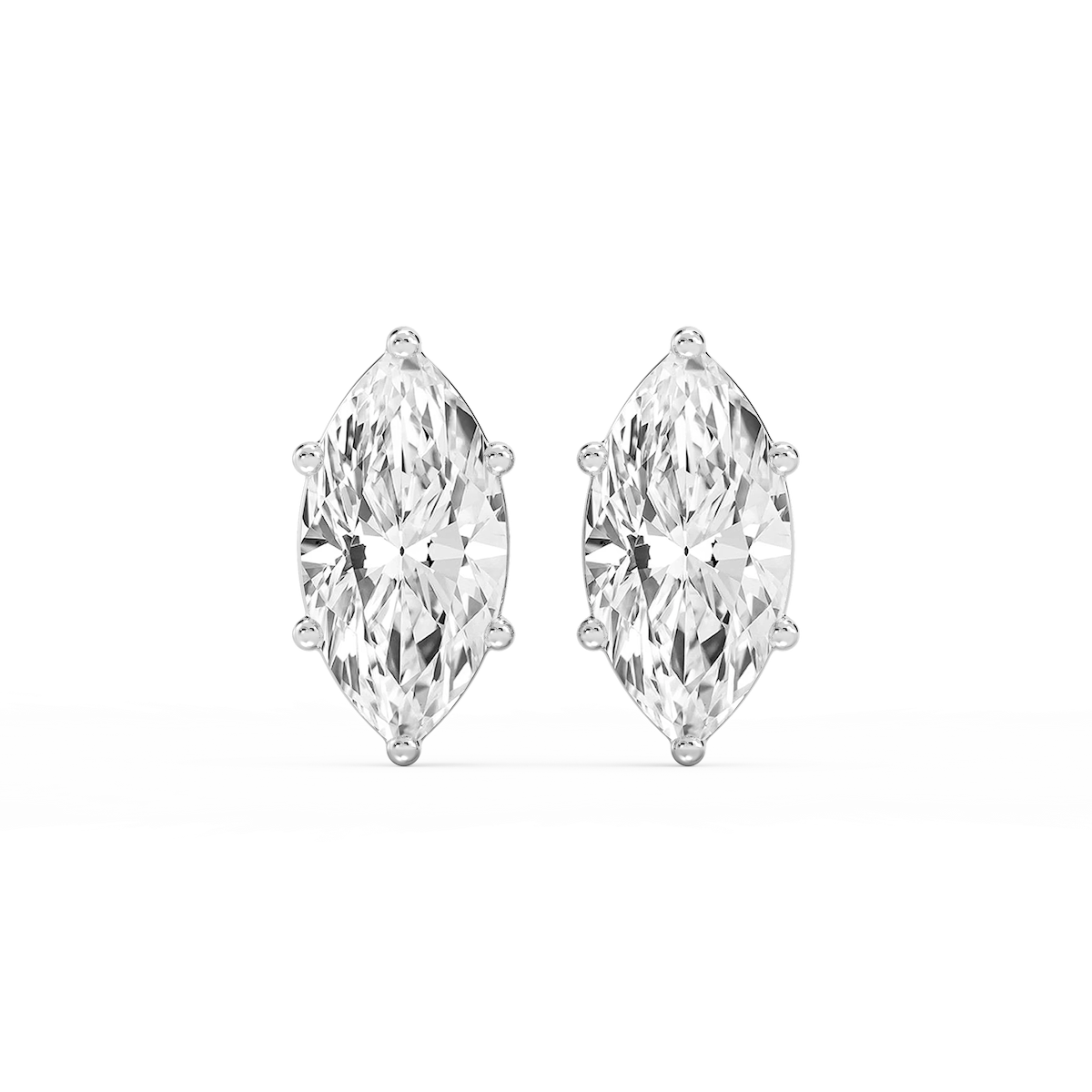 Marquise Lab Grown Diamond Six Prong Basket Stud Earrings