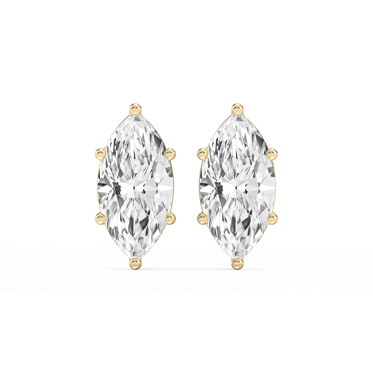 Marquise Lab Grown Diamond Six Prong Basket Stud Earrings