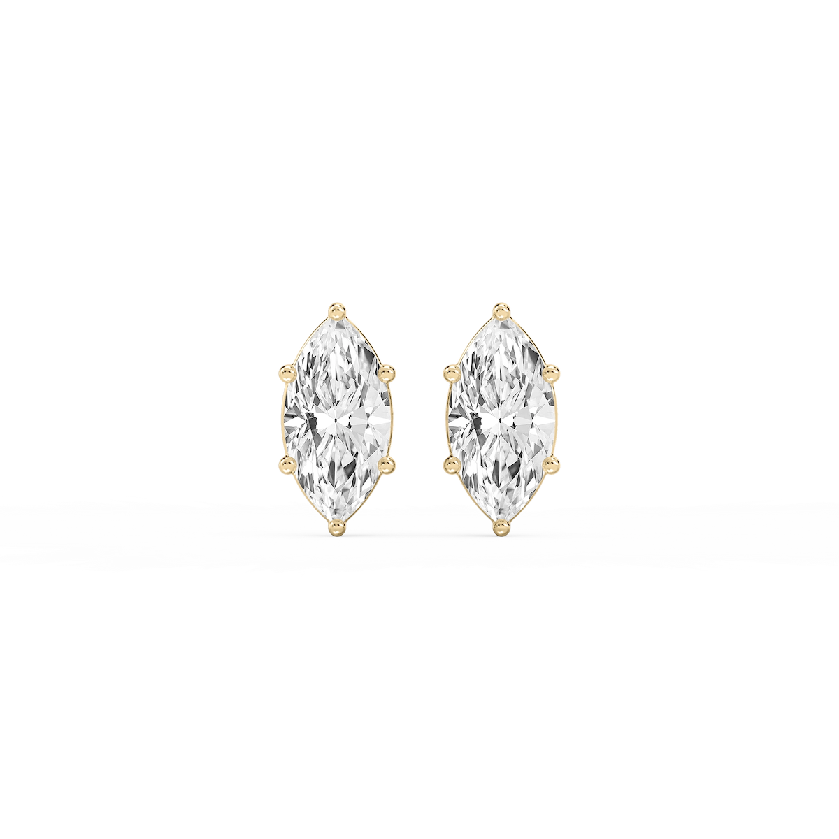 Marquise Lab Grown Diamond Six Prong Basket Stud Earrings