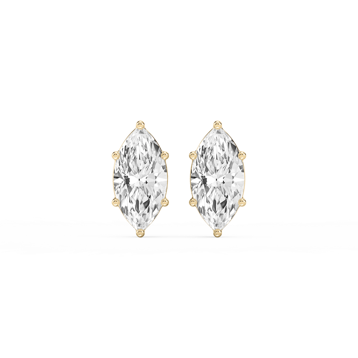 Marquise Lab Grown Diamond Six Prong Basket Stud Earrings