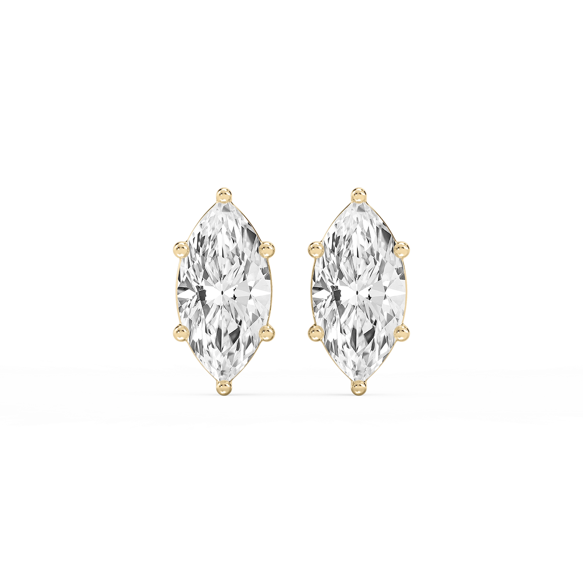 Marquise Lab Grown Diamond Six Prong Basket Stud Earrings