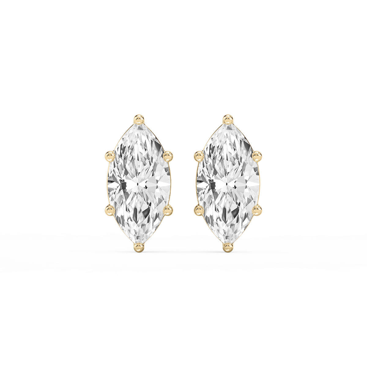Marquise Lab Grown Diamond Six Prong Basket Stud Earrings