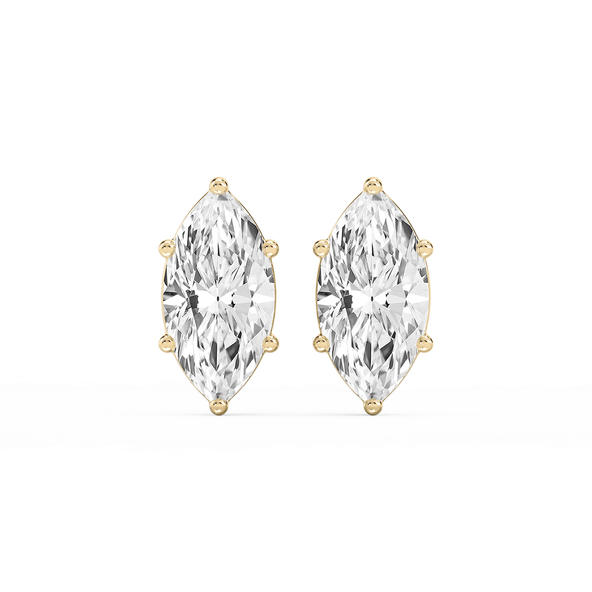 Marquise Lab Grown Diamond Six Prong Basket Stud Earrings