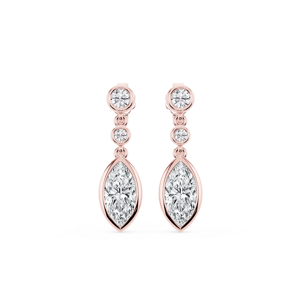2 ¼ ctw Marquise Lab Grown Diamond Three Stone Drop Earrings