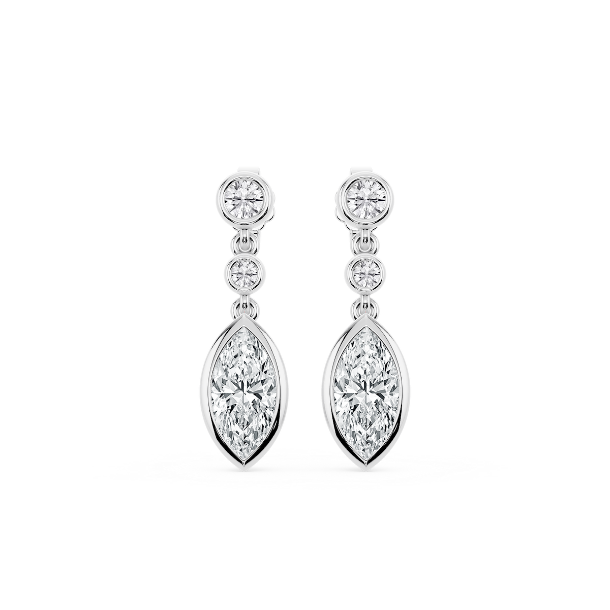 2 ¼ ctw Marquise Lab Grown Diamond Three Stone Drop Earrings