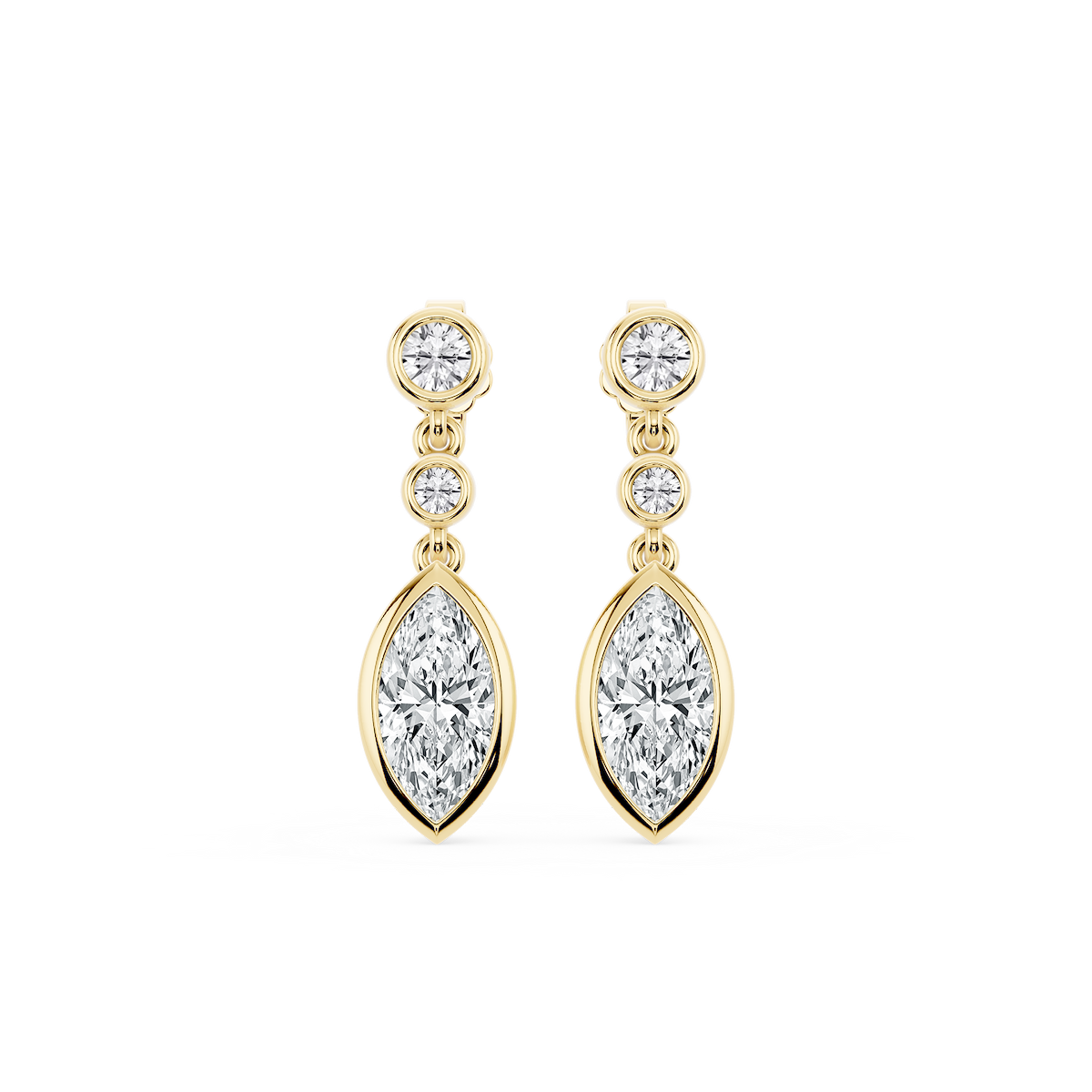 2 ¼ ctw Marquise Lab Grown Diamond Three Stone Drop Earrings