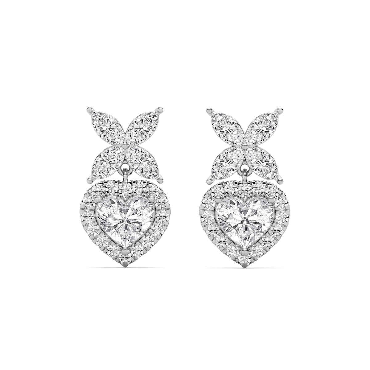 3 ⁷/₈ ctw Heart & Marquise Lab Grown Diamond Petal Drop Earrings
