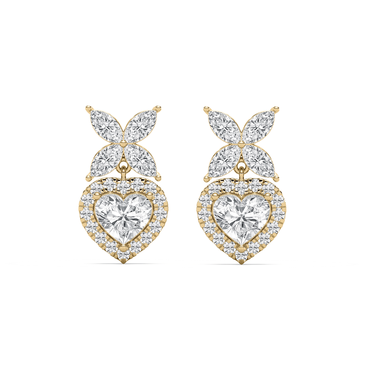 3 ⁷/₈ ctw Heart & Marquise Lab Grown Diamond Petal Drop Earrings